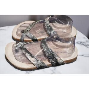 Papillio by Birkenstock Women’s Sandals Size 38 | Black Marble Strappy Cork Foot